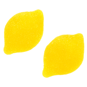 Gominolas de limón recubiertas de azúcar con forma de limón
