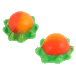 Gominolas melocotón brillo con base verde y acabado brillante