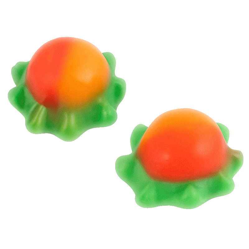 Gominolas melocotón brillo con base verde y acabado brillante