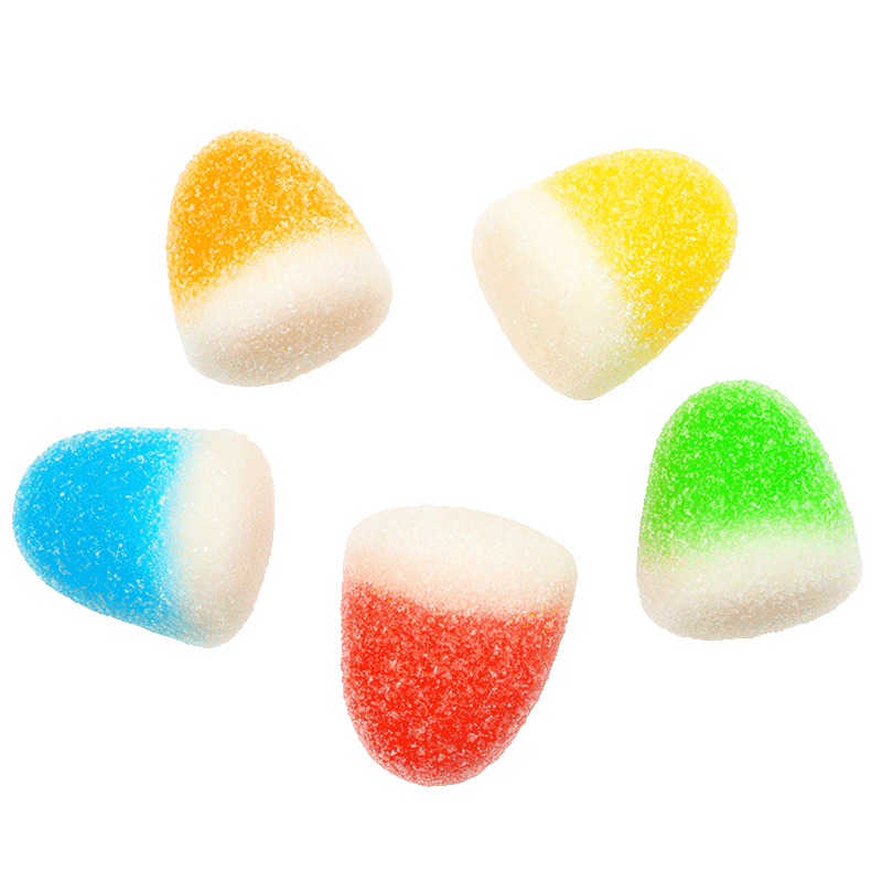 Mini besos surtidos de azúcar de colores con textura suave y recubrimiento azucarado