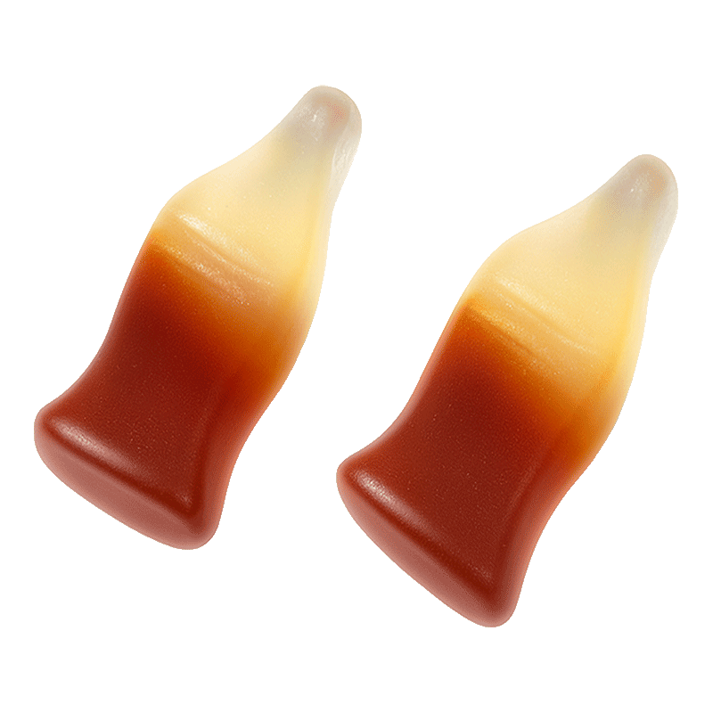 Mini botellas cola brillo sin azúcar ácido con textura suave y sabor clásico