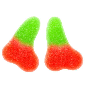 Mini cerezas pica de gelatina rojo y verde con recubrimiento ácido