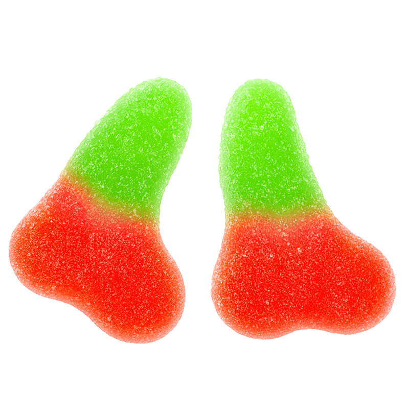 Mini cerezas pica de gelatina rojo y verde con recubrimiento ácido
