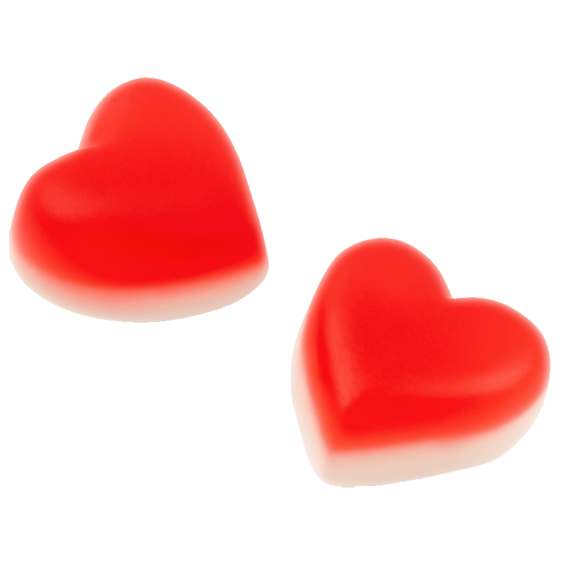 Mini corazones fresa nata brillo de gelatina