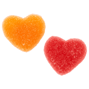 Mini corazones pica de gelatina con recubrimiento ácido