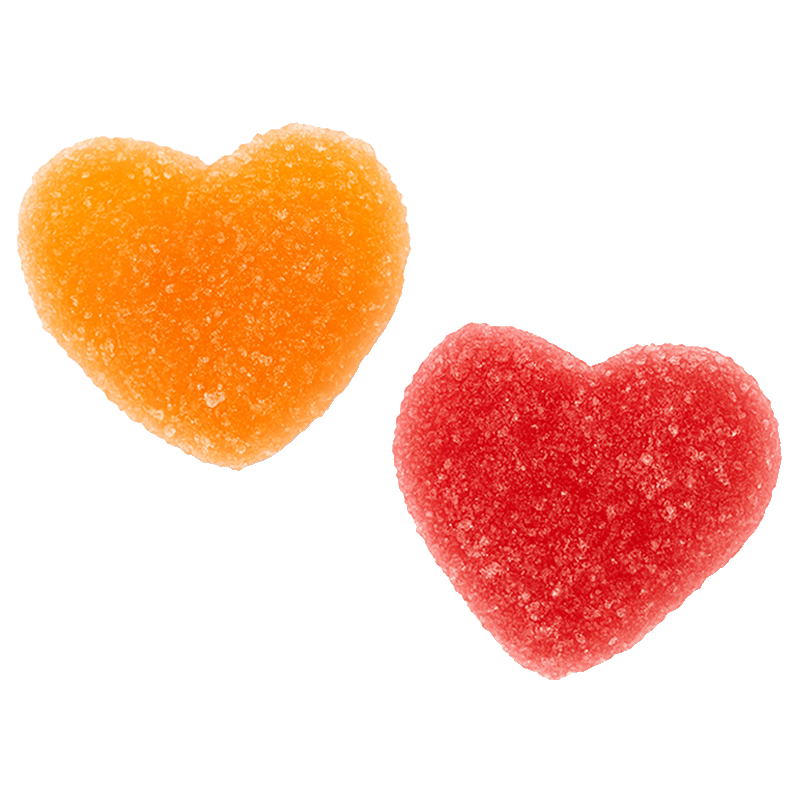 Mini corazones pica de gelatina con recubrimiento ácido