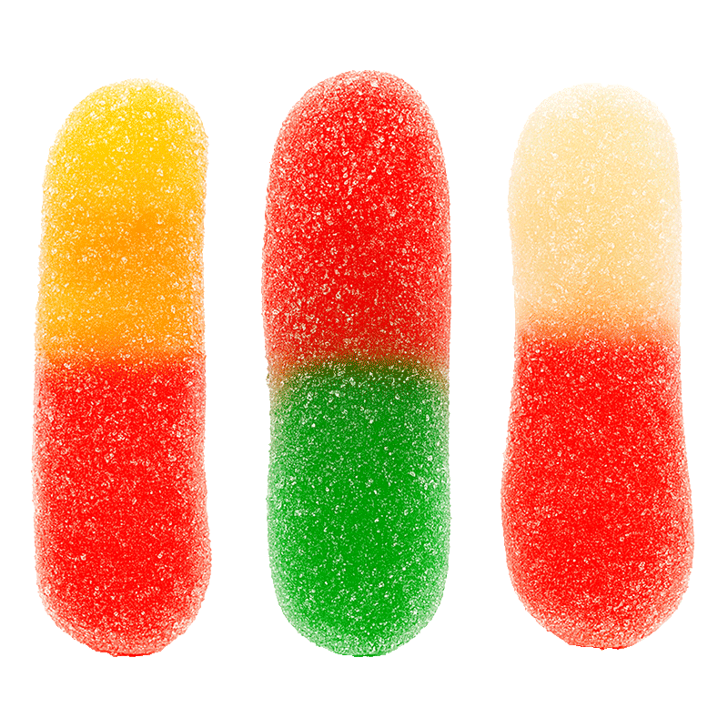 Mini dedos pica de gelatina con azúcar ácido