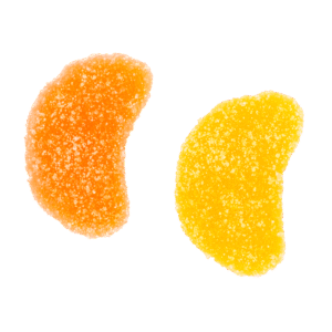 Mini gajos pica de gelatina con sabores cítricos y cobertura ácida