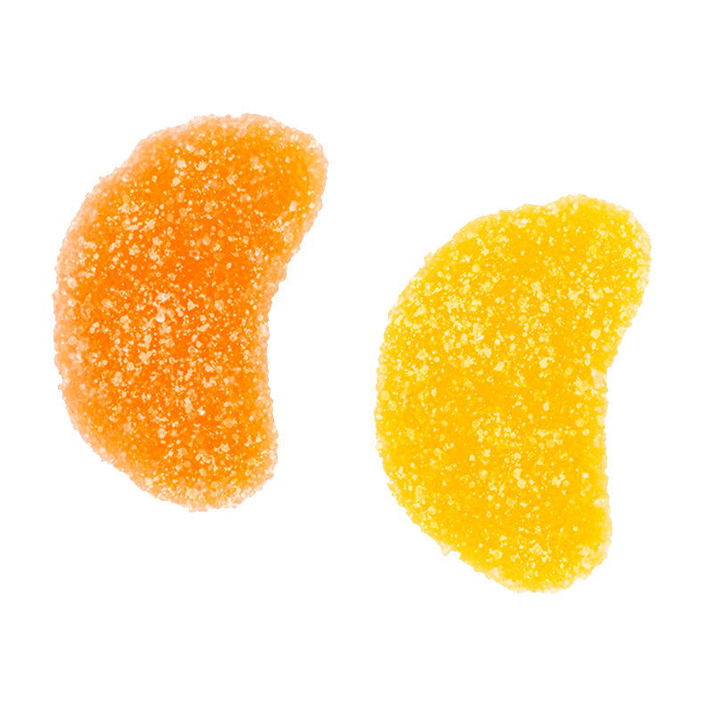 Mini gajos pica de gelatina con sabores cítricos y cobertura ácida