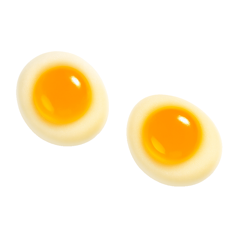 Mini huevos fritos brillo de gelatina con acabado brillante y sabor dulce