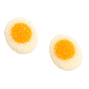 Mini huevos fritos pica de gelatina con cobertura ácida y sabor afrutado