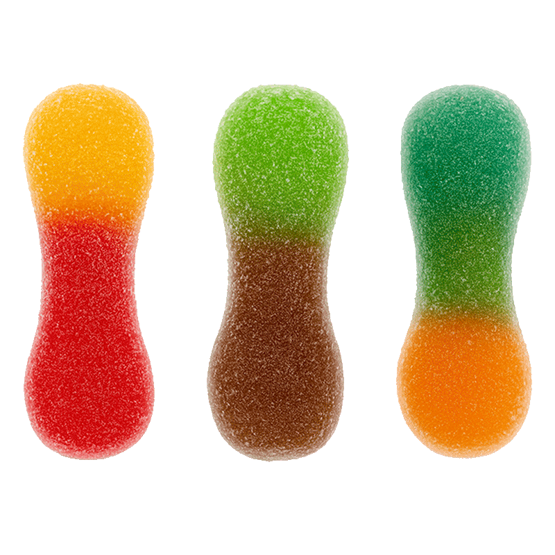 Mini lenguas super pica de gelatina con sabores surtidos y cobertura ácida