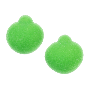 Mini manzanas azúcar de gelatina verde con cobertura azucarada y sabor afrutado
