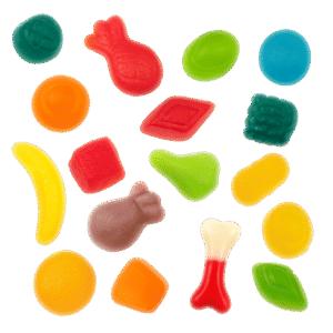 Mini Mix Brillo de golosinas de gelatina brillantes con formas y colores surtidos