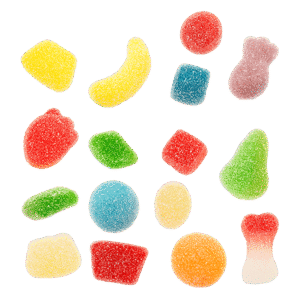 Mini Mix Pica de golosinas ácidas surtidas con formas y colores variados