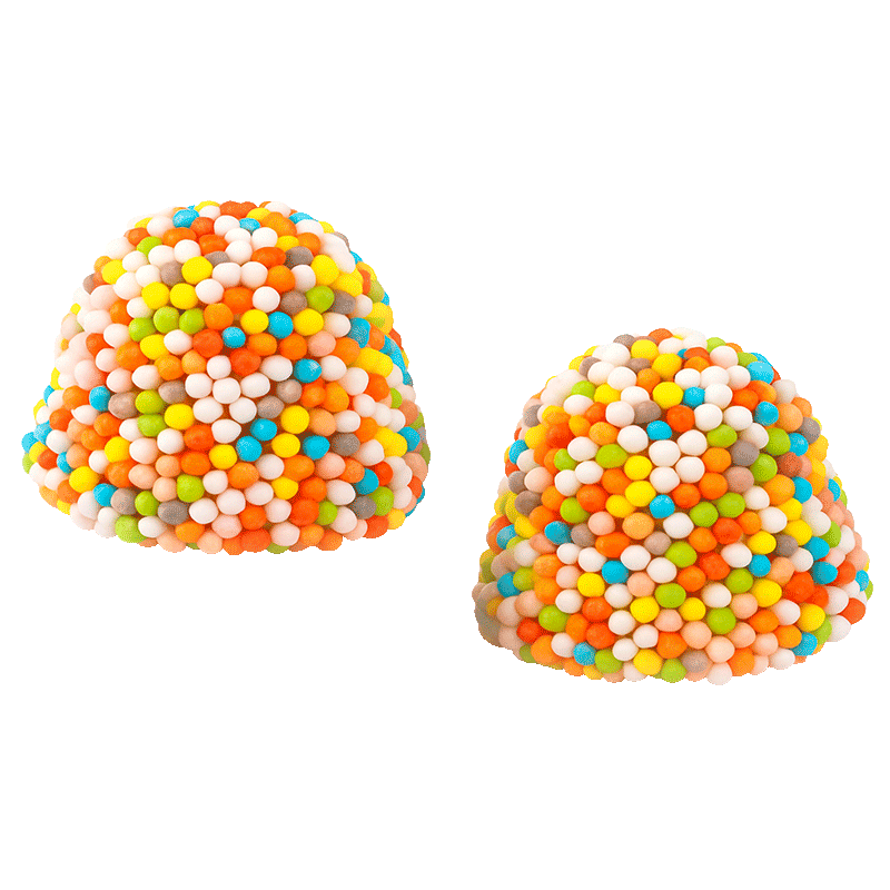 Mini Moras Bosque Multicolor de golosina con cobertura crujiente de perlitas de colores