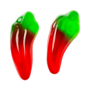 Mini Pimientos Picantes Brillo de gelatina con acabado brillante y sabores afrutados