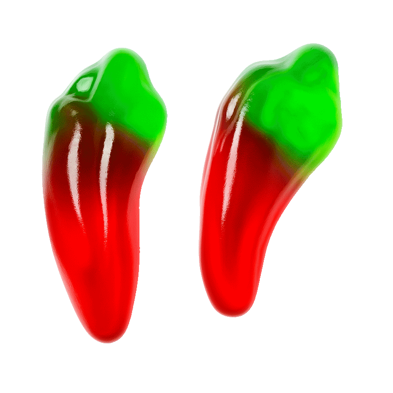 Mini Pimientos Picantes Brillo de gelatina con acabado brillante y sabores afrutados