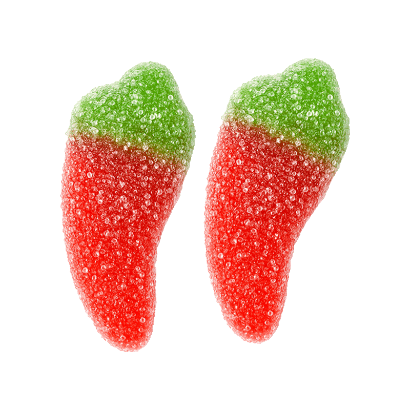 Mini Pimientos Picantes Pica de gelatina con cobertura ácida y sabores afrutados