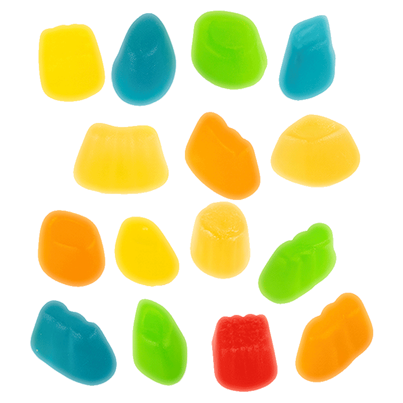 Mini Spanish Gum Brillo de gelatina surtida con acabado brillante y sabores afrutados