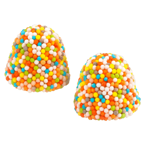 Gominolas moras del bosque multicolor con cobertura de perlitas crujientes de colores
