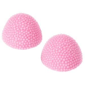 Gominolas moras del bosque rosas con cobertura de perlitas crujientes