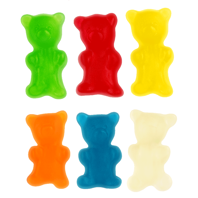 Ositos de gominola surtidos brillo de colores con textura suave y acabado brillante