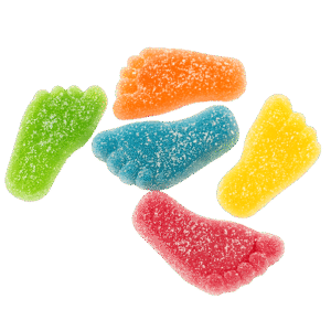 Golosinas pies pica ácidos surtidos de colores con azúcar