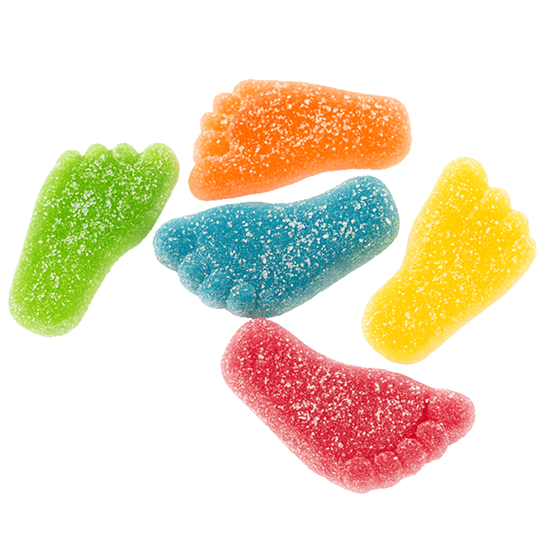 Golosinas pies pica ácidos surtidos de colores con azúcar