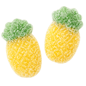 Piñas pica ácidas de golosina con azúcar amarillo y verde