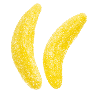 Plátanos de gominola recubiertos de azúcar