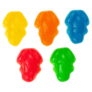 Gominolas con forma de rana en colores surtidos con acabado brillante