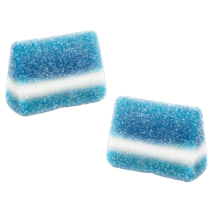 Tajadas frambuesa pica azules con capa blanca y azúcar ácido