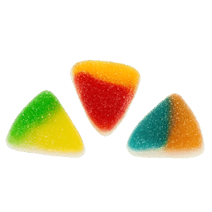 Tartitas tricolor de gominola recubiertas de azúcar