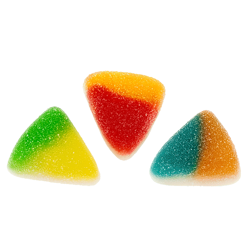 Tartitas tricolor de gominola recubiertas de azúcar