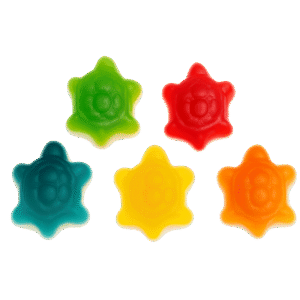 Gominolas con forma de tortuga en colores surtidos con acabado brillante
