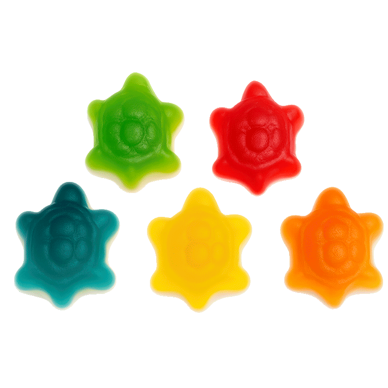 Gominolas con forma de tortuga en colores surtidos con acabado brillante