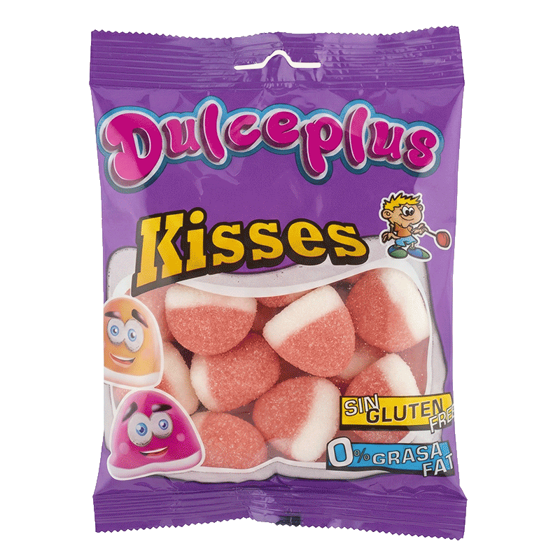 Besos Azúcar 100g de golosinas blandas sabor fresa y nata con cobertura de azúcar