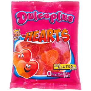 Corazones Melocotón Azúcar 100g de gominola con sabor a melocotón y cobertura de azúcar