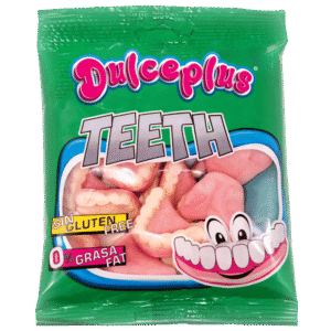 Dentadura Abuela Brillo 100g de gominola con acabado brillante y forma de dentadura