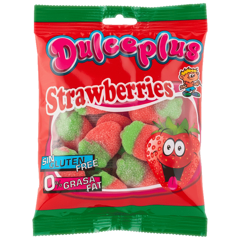 Fresas del Bosque Pica 100g de gominola ácida con forma de fresa