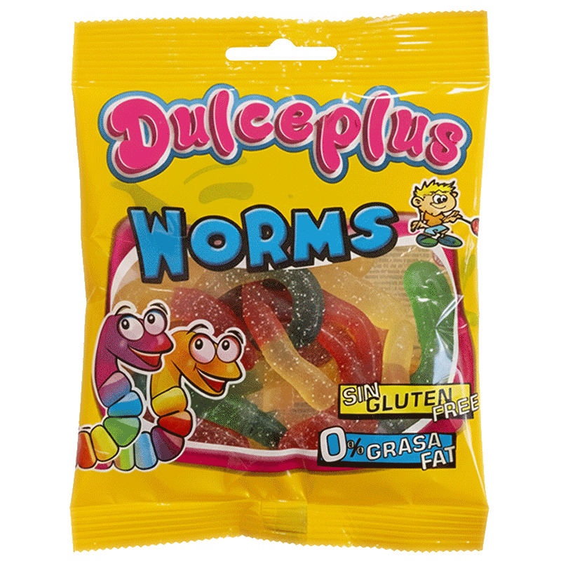 Gusanos Brillo 100g de gominola brillante con sabores afrutados surtidos