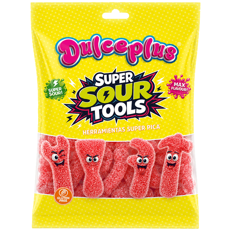 Herramientas Fresa Super Pica 100g de golosina con sabor fresa y cobertura súper ácida
