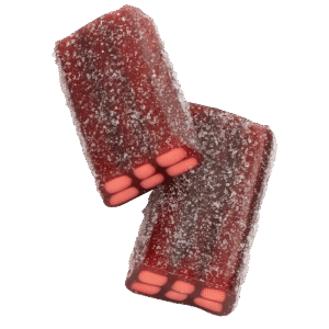 Ladrillos Cereza Pica Dulceplus con cobertura ácida sabor cereza y relleno suave interior
