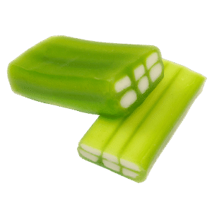 Ladrillos Manzana Brillo Dulceplus de color verde con relleno blanco y textura suave