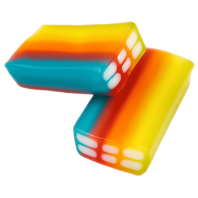 Ladrillos Multicolor Brillo Dulceplus con franjas de colores y relleno blanco