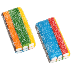 Ladrillos Multicolor Pica Dulceplus con franjas de colores y cobertura ácida