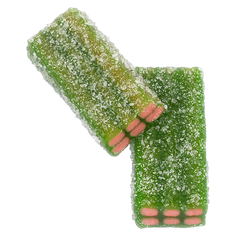 Ladrillos Sandía Pica Dulceplus con acabado azucarado ácido y relleno rosa