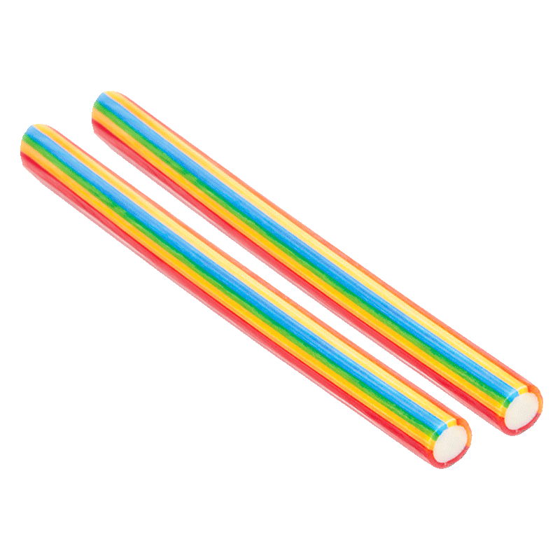 Rellenitos Multicolor Brillo Dulceplus con franjas arcoíris y relleno suave