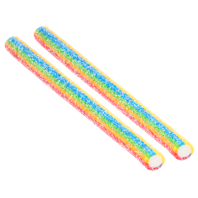 Rellenitos Multicolor Pica Dulceplus con franjas arcoíris recubiertas de azúcar ácido